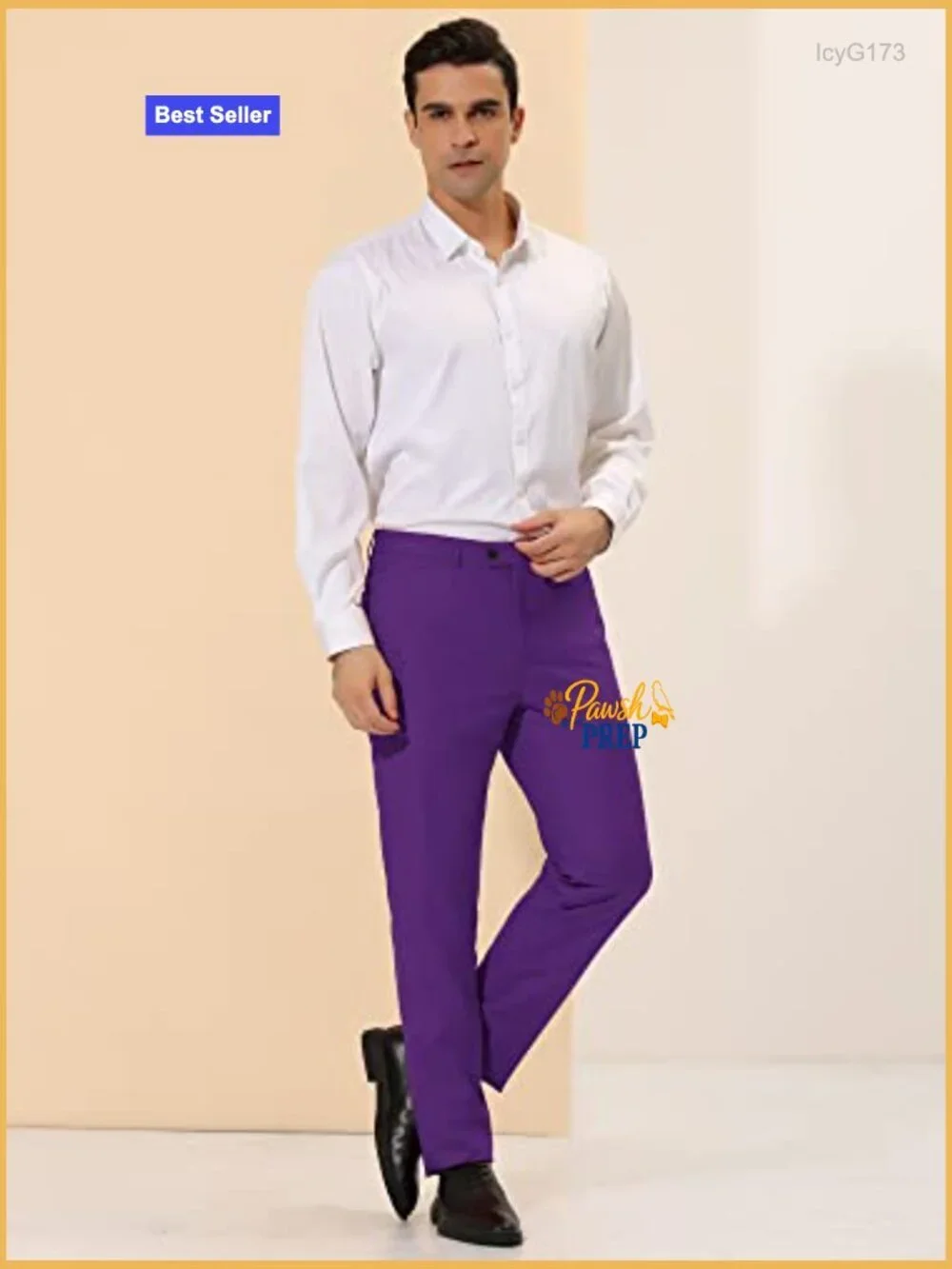 Slim Fit Flat Front Chino Dress Pants Business Wedding